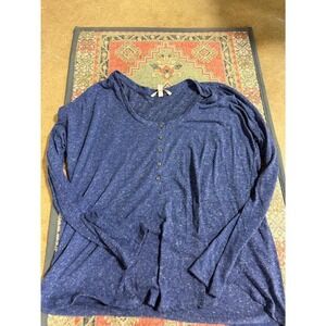Victorias Secret Blue Space Dye Long Sleeve Henley Top Small Loungewear